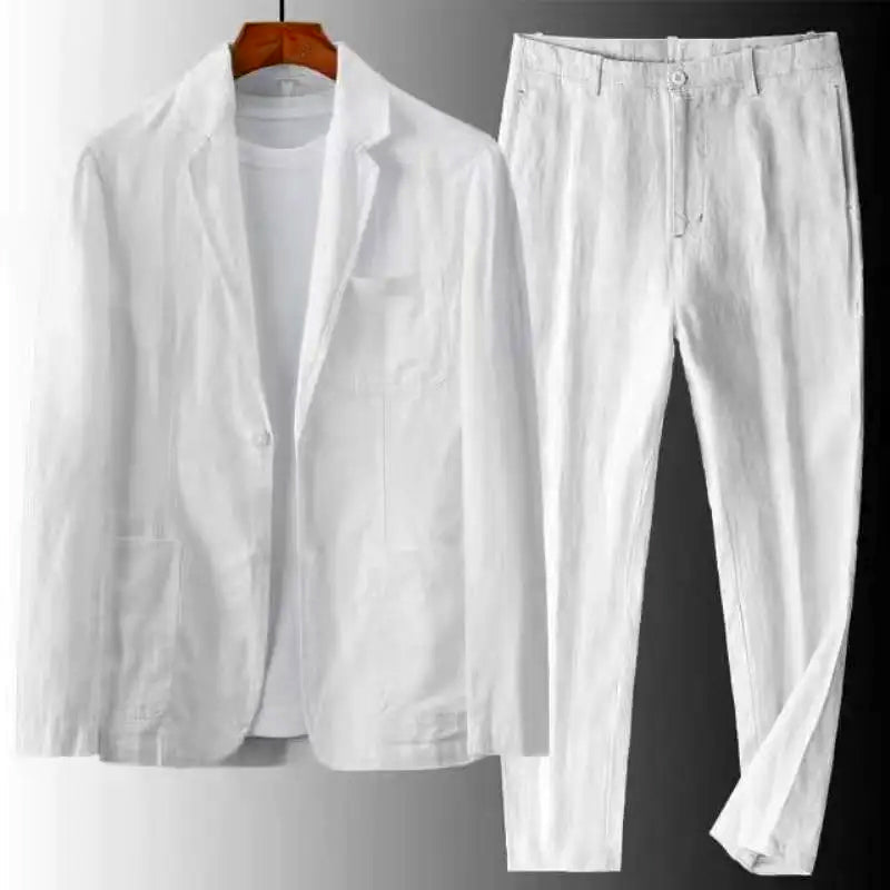Urban Casual Linen Set for Men - Simon-White-S-State of Style