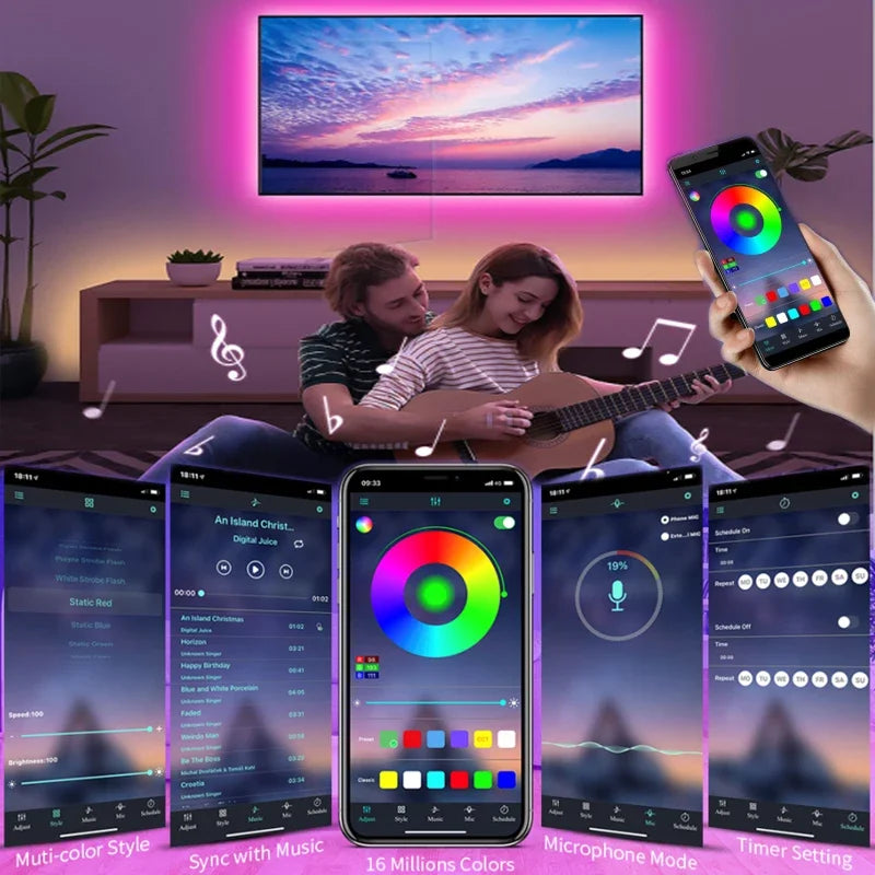 USB LED STRIP WITH COLOUR CHANGING - RGB LIGHT FOR ROOM DECORATION & TV BACKLIGHTING-3-button controller-1m-State of Style