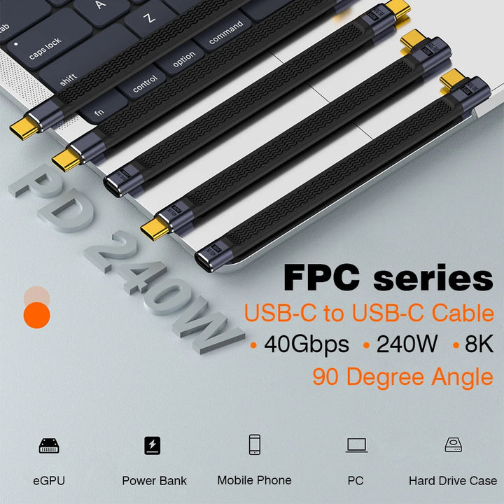 USB4 Elbow Connector Cable – 40Gbps, 240W PD & 8K Video Output (Buy 1, Take 1 FREE)-240W 40Gbps FPC U-State of Style