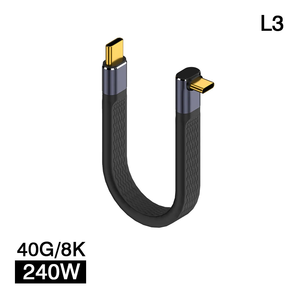 USB4 Elbow Connector Cable – 40Gbps, 240W PD & 8K Video Output (Buy 1, Take 1 FREE)-240W 40Gbps FPC U-State of Style