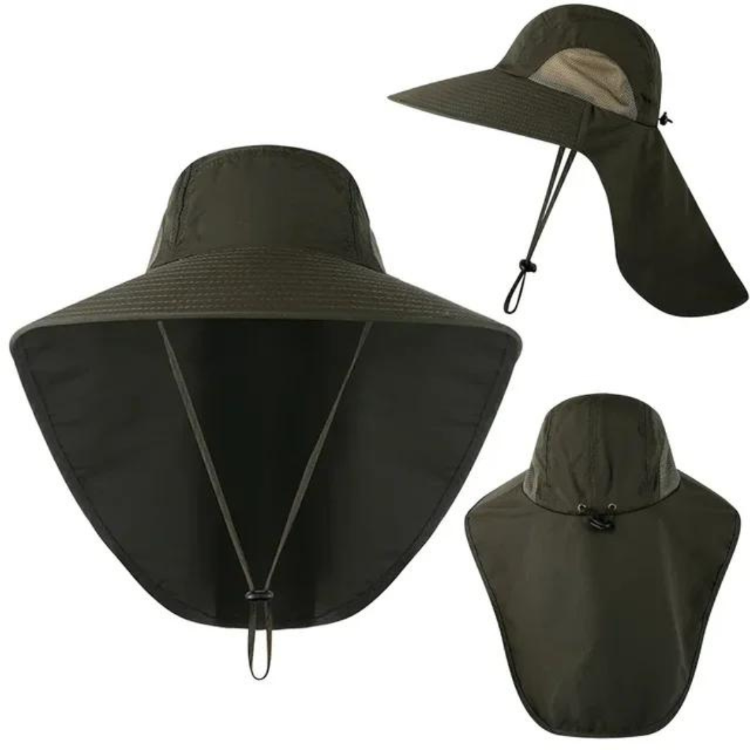 UV protection sun hat for women with mesh & drawstring – Freja-Army green-State of Style