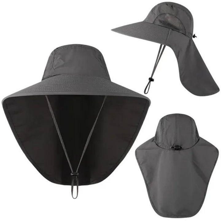 UV protection sun hat for women with mesh & drawstring – Freja-Gray-State of Style