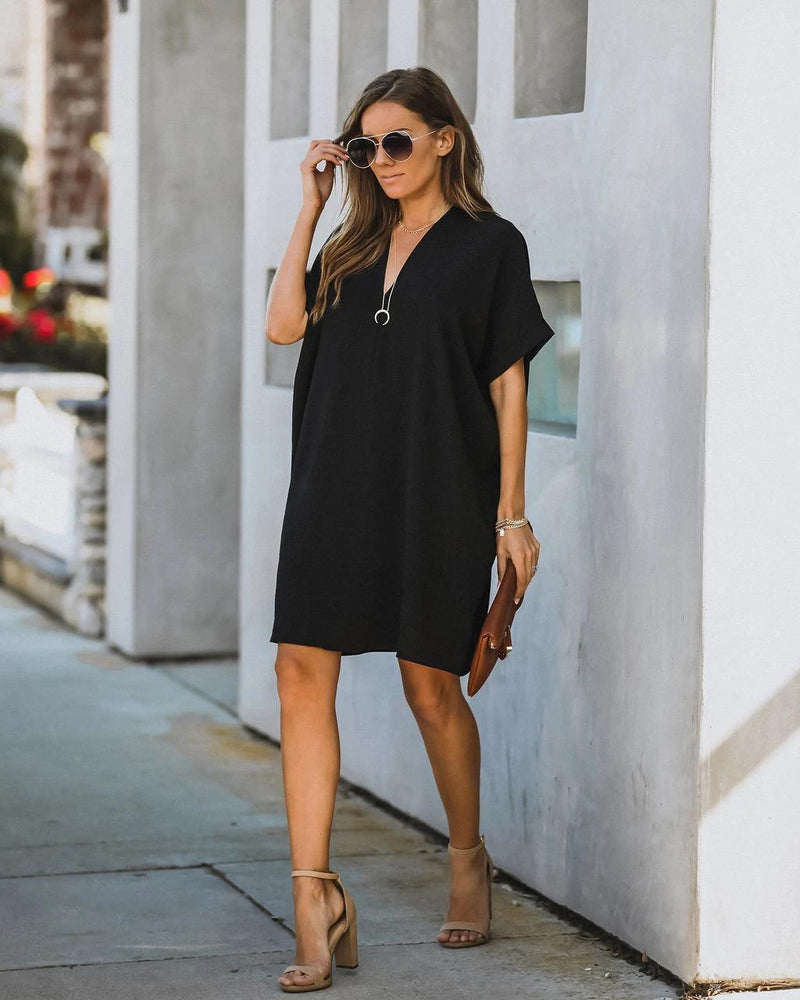 V-Neck Dress | Elegant & Comfortable for Women-Black-S-State of Style