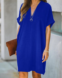 V-Neck Dress | Elegant & Comfortable for Women-Blue-S-State of Style
