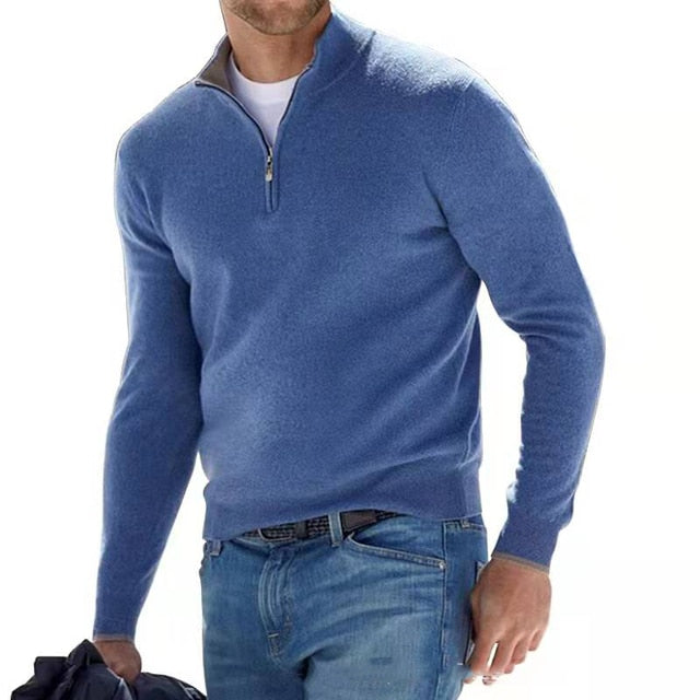 V-Neck Pullover for Men - David-Blue-S-State of Style
