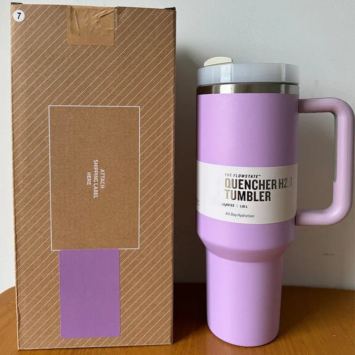 Vacuum Insulated Cup with Lid and Straw - ThermoTumbler-Baby Pink-State of Style
