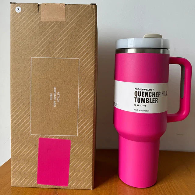 Vacuum Insulated Cup with Lid and Straw - ThermoTumbler-Barbie Pink-State of Style