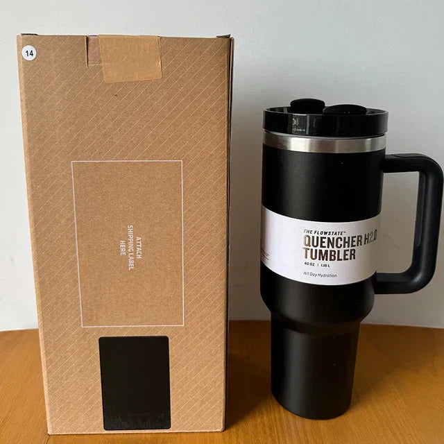 Vacuum Insulated Cup with Lid and Straw - ThermoTumbler-Black-State of Style