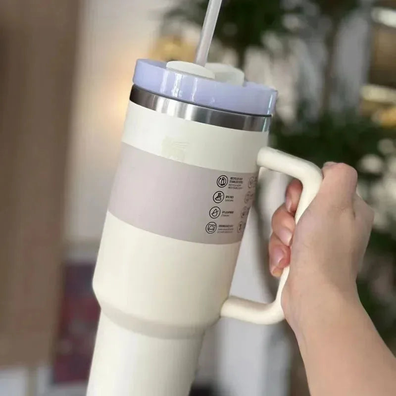 Vacuum Insulated Tumbler with Lid and Straw - ThermoTumbler-Baby Pink-State of Style