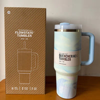 Vacuum Insulated Tumbler with Lid and Straw - ThermoTumbler-Blue Swirl-State of Style
