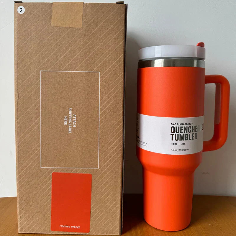 Vacuum Insulated Tumbler with Lid and Straw - ThermoTumbler-Red-State of Style