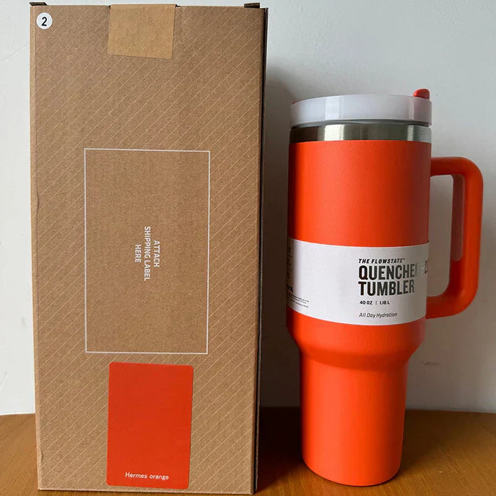Vacuum Insulated Tumbler with Lid and Straw - ThermoTumbler-Red-State of Style