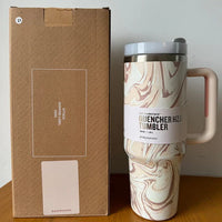 Vacuum Insulated Tumbler with Lid and Straw - ThermoTumbler-Rose Quartz Swirl-State of Style