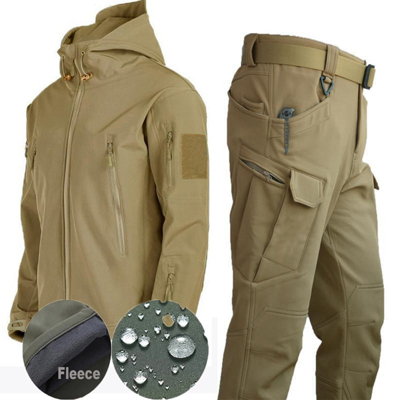 ValorTrek Tactical Men's Outdoor Clothing-Thermal Jacket-Khaki-S-State of Style