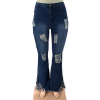 Velvet Plus-Size Stretch Flared Jeans-Dark Blue-2XL-State of Style