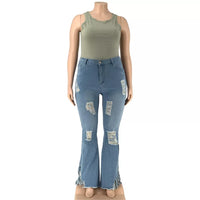 Velvet Plus-Size Stretch Flared Jeans-Light Blue-2XL-State of Style