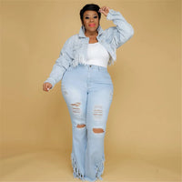 Velvet Plus-Size Stretch Flared Jeans-Light Blue-2XL-State of Style