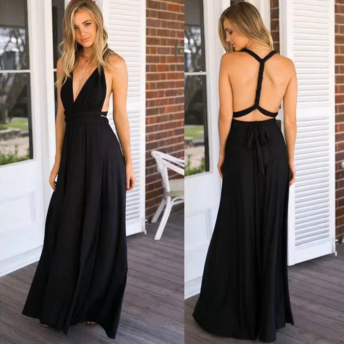 Versatile Elastic Wrap Dress - Denise-S-Black-State of Style