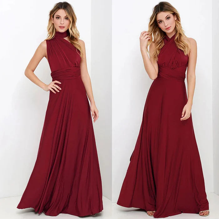 Versatile Elastic Wrap Dress - Denise-S-Burgundy-State of Style