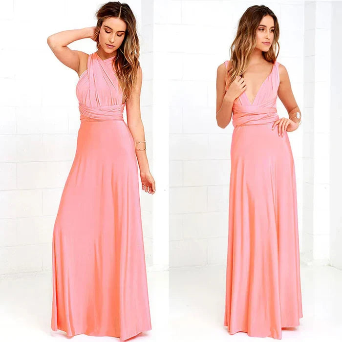 Versatile Elastic Wrap Dress - Denise-S-Pink-State of Style