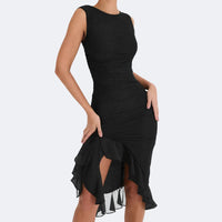 Versatile Stylish Midi Dress | Klarize-Black-S-State of Style