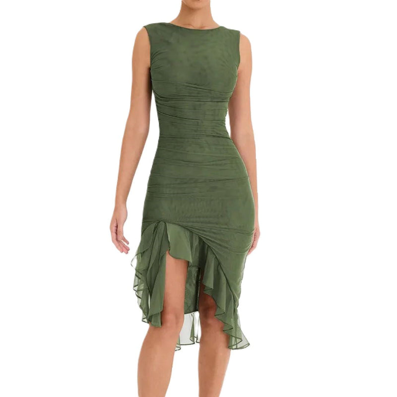 Versatile Stylish Midi Dress | Klarize-Green-S-State of Style