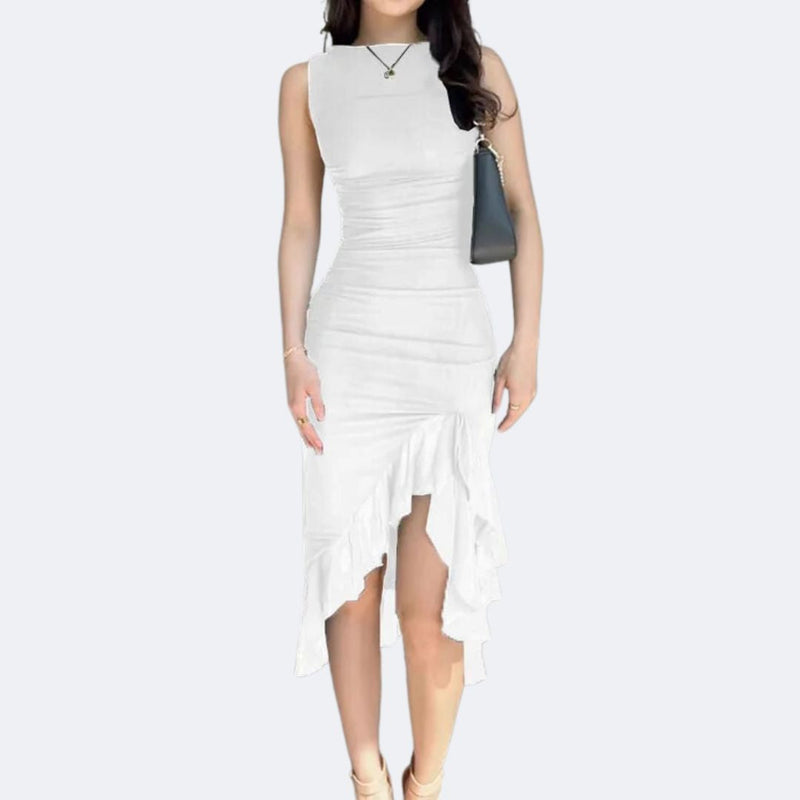 Versatile Stylish Midi Dress | Klarize-White-S-State of Style