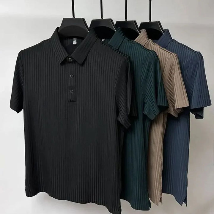 Vertical Stripe Polo Shirt | Casual & Stylish-Dark Green-S-State of Style