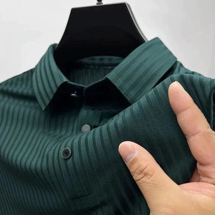 Vertical Stripe Polo Shirt | Casual & Stylish-Dark Green-S-State of Style