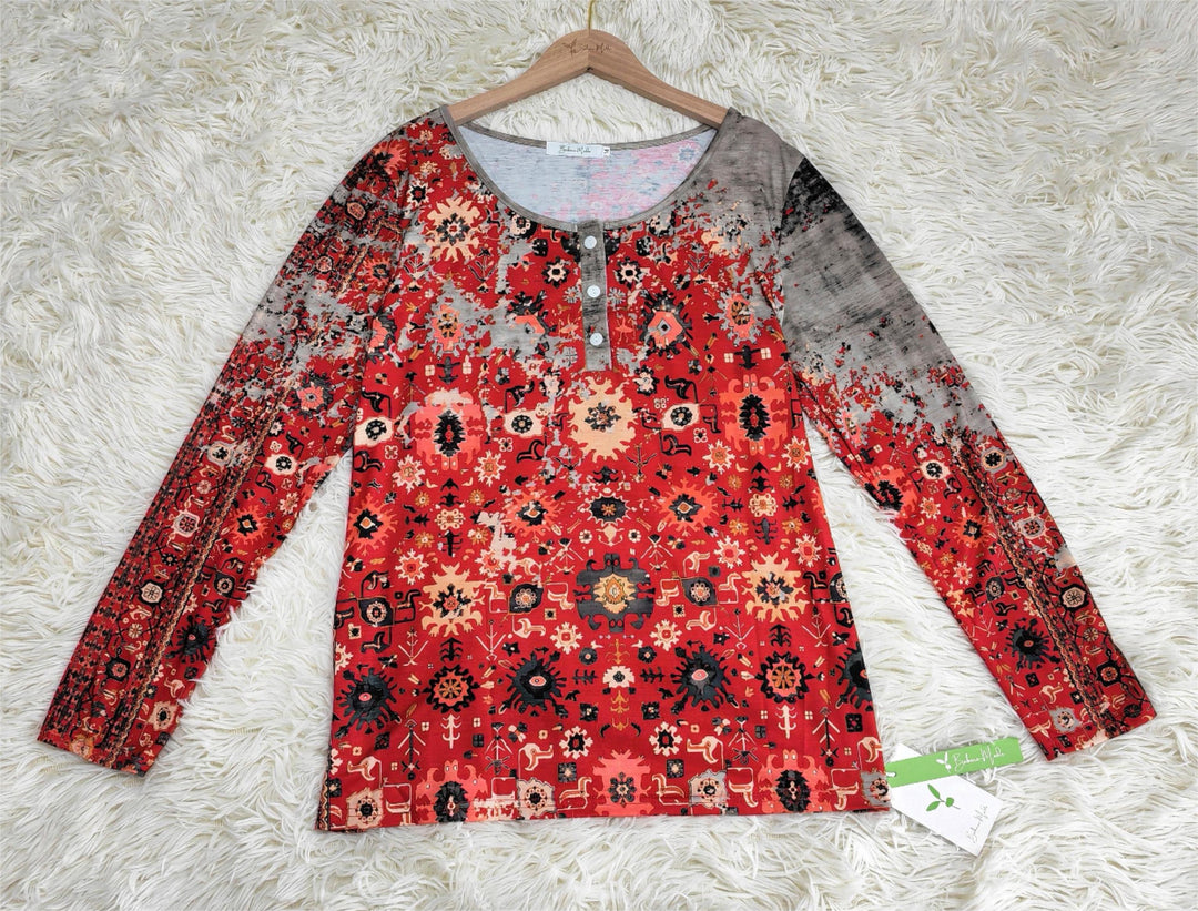 Vintage Aztec-Print Longsleeve - Autumn Pattern-S-State of Style