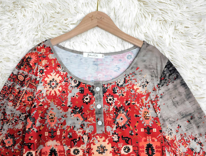 Vintage Aztec-Print Longsleeve - Autumn Pattern-S-State of Style
