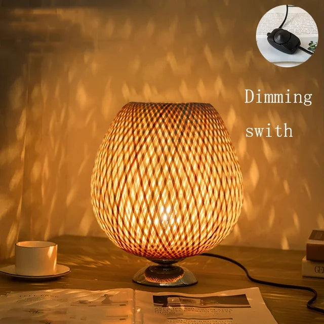 Vintage Bamboo Table Lamp - TimberGlow-Dimming Metal Small H30 cm * B23 cm-State of Style
