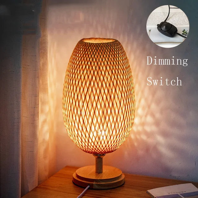 Vintage Bamboo Table Lamp - TimberGlow-Dimming Wood LargeH48 cm * B18 cm-State of Style