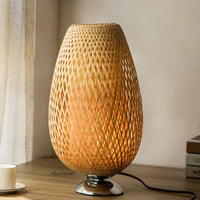 Vintage Bamboo Table Lamp - TimberGlow-Small Wooden Base H36 cm * B23 cm-State of Style
