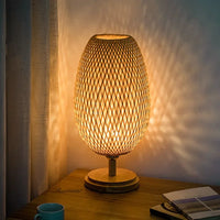 Vintage Bamboo Table Lamp - TimberGlow-Small Wooden Base H36 cm * B23 cm-State of Style