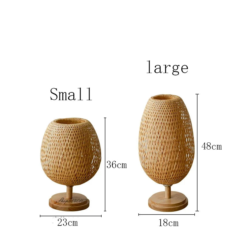 Vintage Bamboo Table Lamp - TimberGlow-Small Wooden Base H36 cm * B23 cm-State of Style