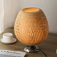 Vintage Bamboo Table Lamp - TimberGlow-Small Wooden Base H36 cm * B23 cm-State of Style