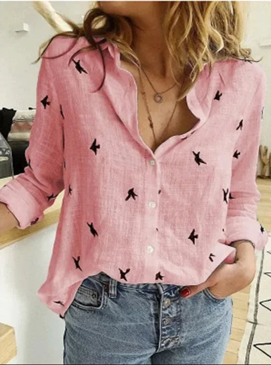 Vintage blouse made of linen mix – Clara-Pink-S-State of Style