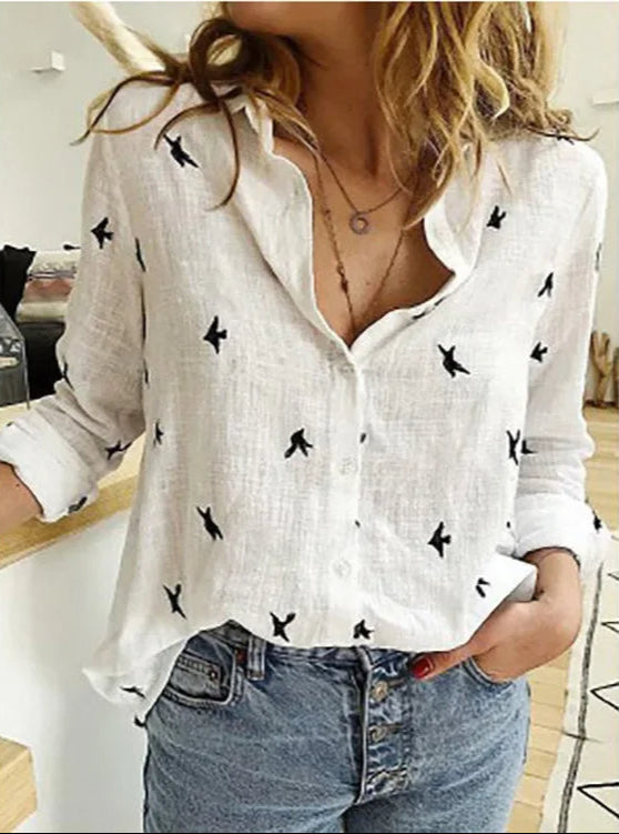 Vintage blouse made of linen mix – Clara-White-S-State of Style