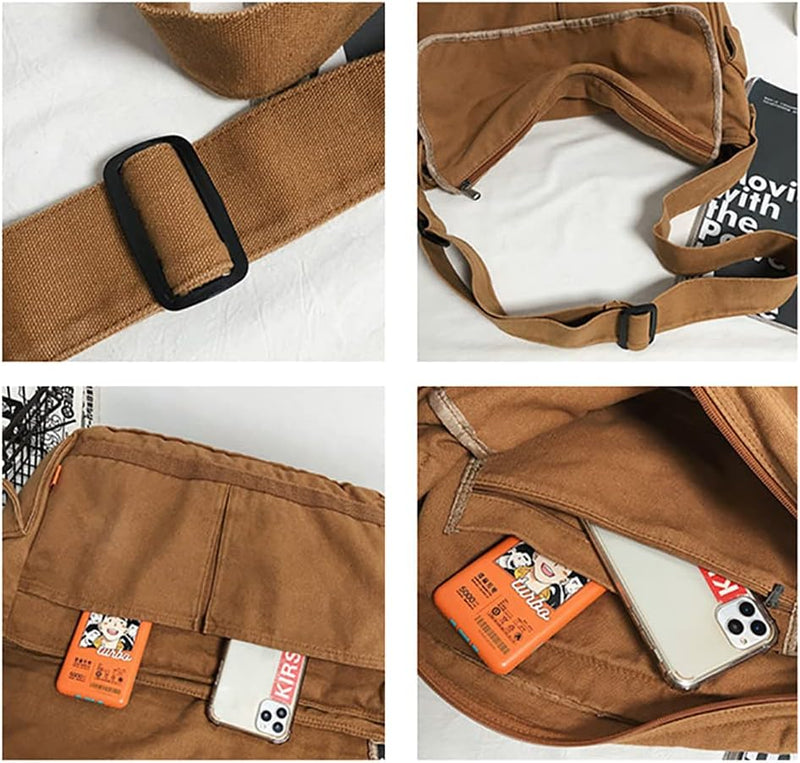 Vintage Canvas Crossbody Shoulder Bag – Aelric