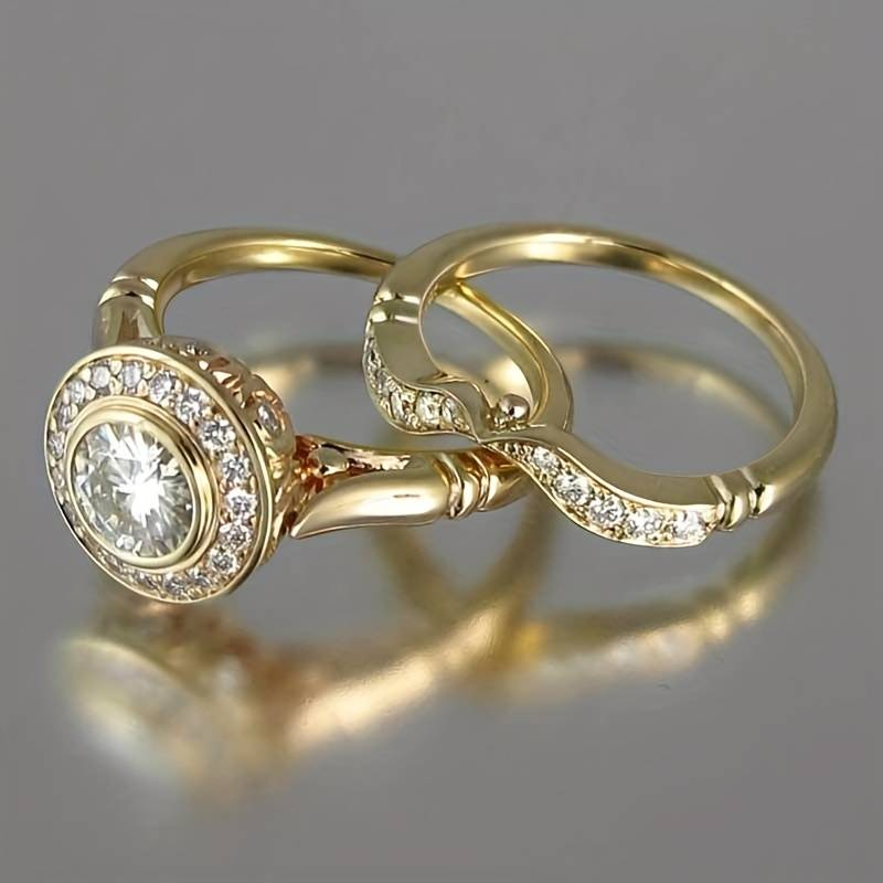 Vintage Gold & Zirconia Rings Set - Viviana-6-State of Style