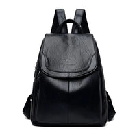 Vintage Leather Women's Backpack - Isabella-Black-State of Style