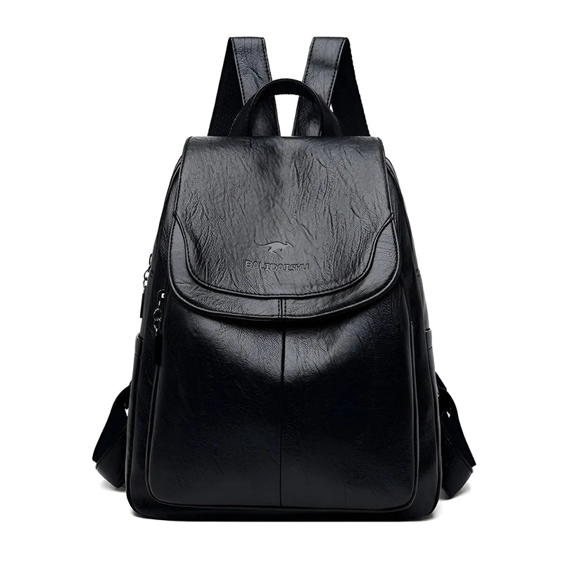 Vintage Leather Women's Backpack - Isabella-Black-State of Style