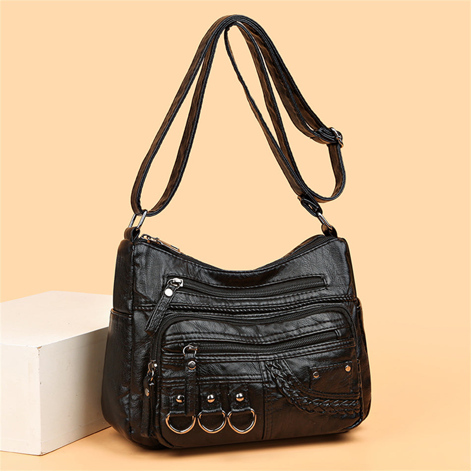Vintage Leather Women's Handbag - Isabella-Black-State of Style