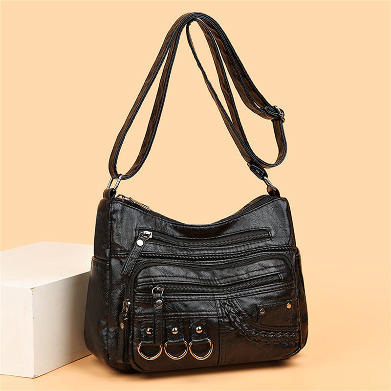 Vintage Leather Women's Handbag - Isabella-Black-State of Style