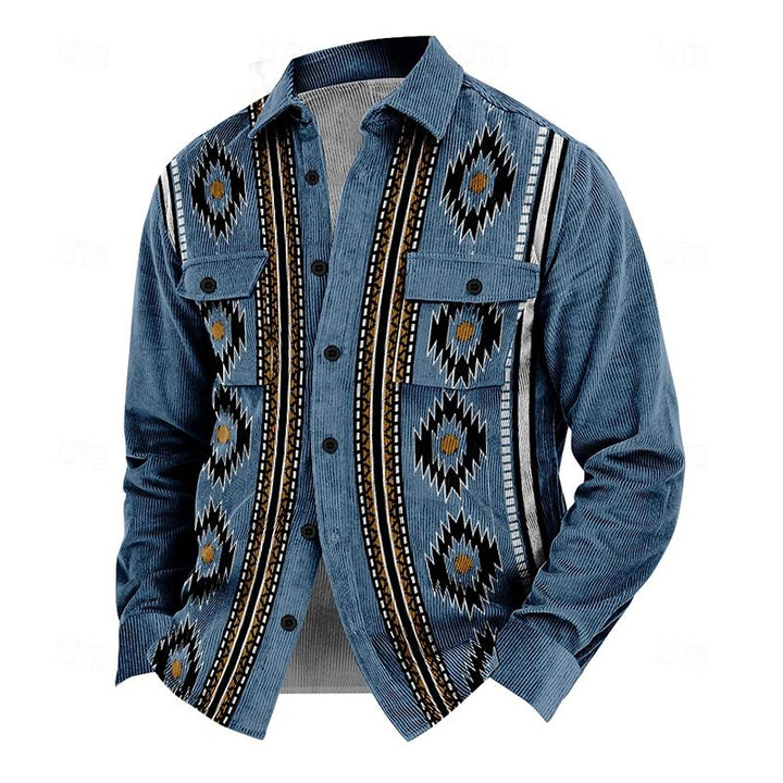 Vintage men's jacket with buttons – Henri-Blue-S-State of Style
