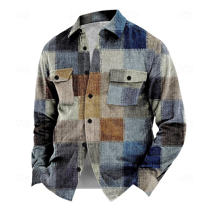 Vintage men's jacket with buttons – Henri-Light blue-S-State of Style