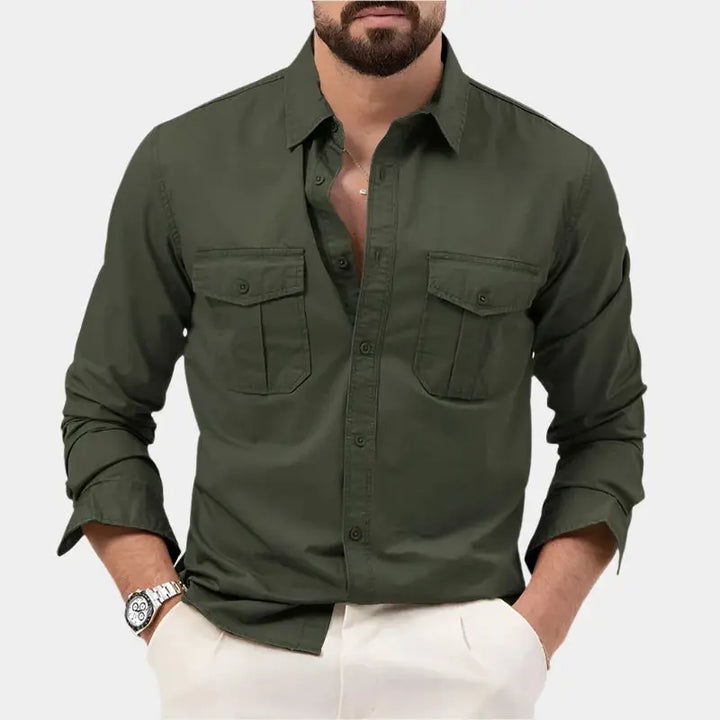 Vintage Men's Long Sleeve Shirt – Vincent-Army green-S-State of Style