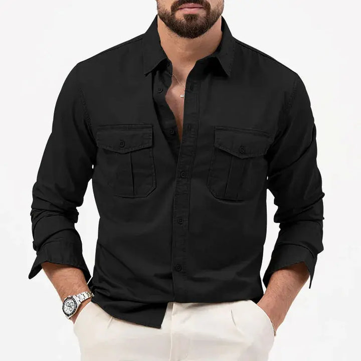 Vintage Men's Long Sleeve Shirt – Vincent-Black-S-State of Style