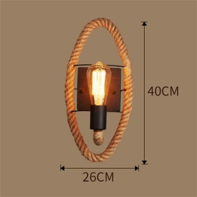 Vintage Rope Wall Lamp - RusticRope-Round-State of Style